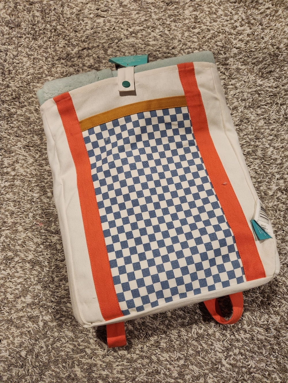 Pillow FORT target Canvas Checkerboard Backpack And Throw Navy and Orange
